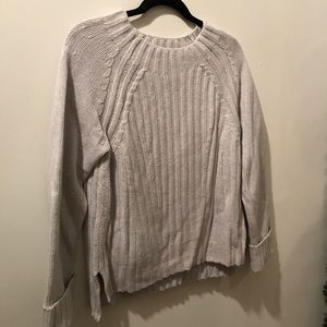 Raglan Ribbed Wool and Cashmere Crew